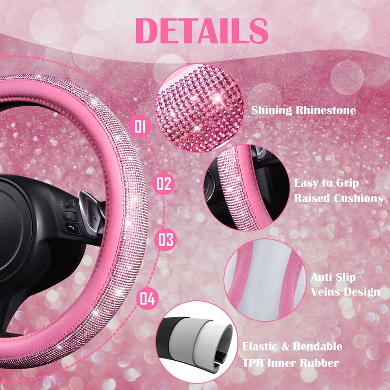 CAR PASS 11 PCS Bling Car Accessories Set for Women,