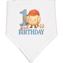 inktastic Baseball First Birthday Outfit Baby Bandana Bib White and Black 46c14