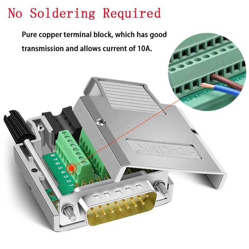 ANMBEST DB15 Solderless Serial to 15-pin Port Terminal Adapter Connector