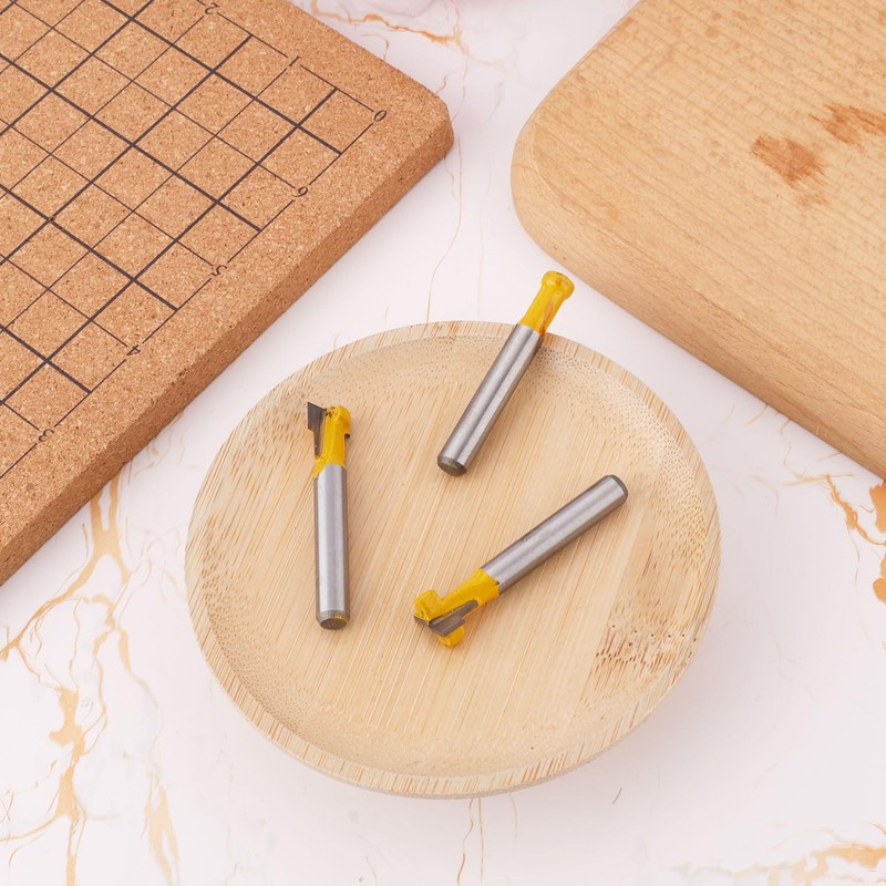 3pcs Keyhole Router Bits Set, 1/4" Shank T Slot Cutter