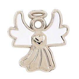 lapel pin Silver-Toned White Enamel Guardian Angel with Guardian Angel Message, 1 Inch