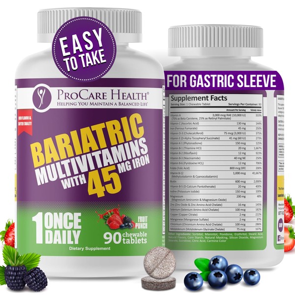 Procare Health Bariatric Multivitamin with Iron 45mg Chewable (90 Tablets)