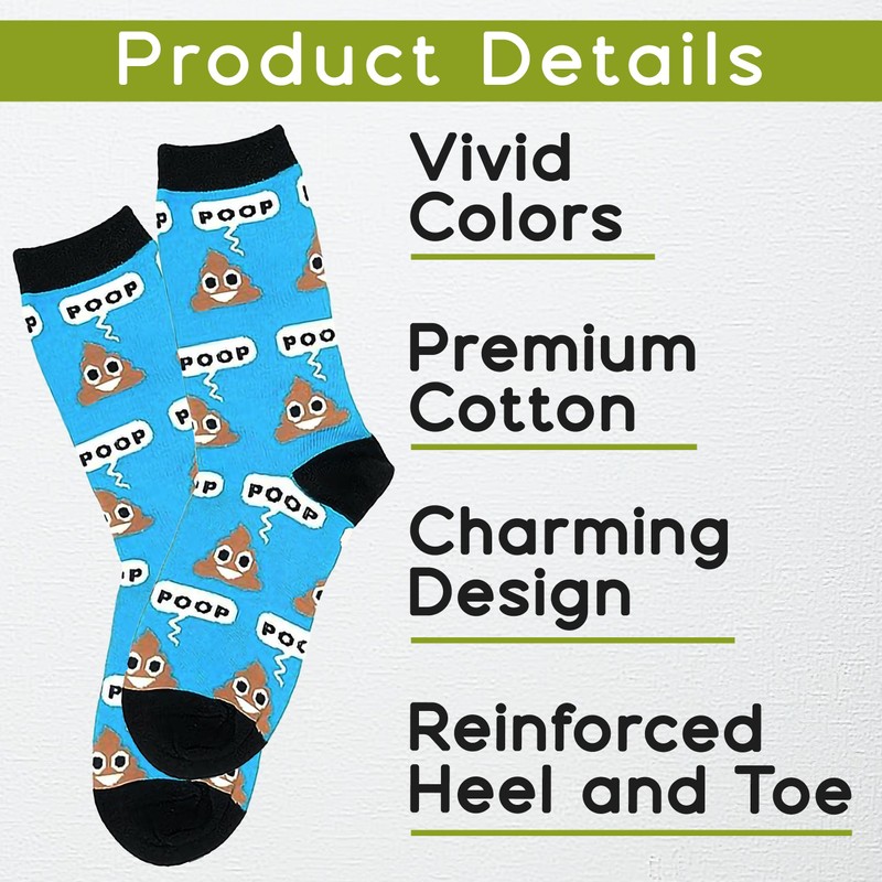 The Flair Shoppe Poop Emoji Crew Socks - Crazy Dress