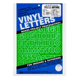 Graphic Products Duro 1-inch Gothic Vinyl Letters and Numbers Set, Green