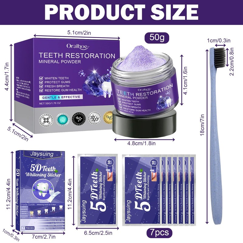 Teeth Whitening Powder, with Teeth Whitening Bleaching Strips, Teeth Repair