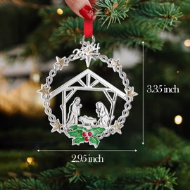 Nativity Scene Christmas Ornaments 2024 Christian Gifts Xmas Tree Ornaments Manger Christmas Holiday Decorations The Birth of Jesus Catholic Religous Christian Gift for Women Family Friend