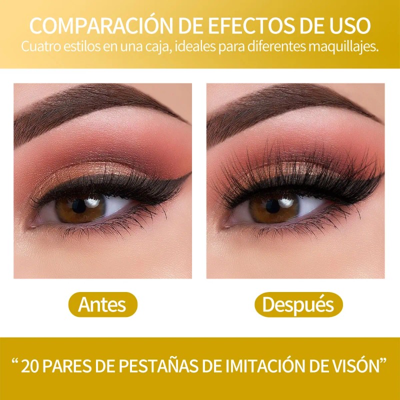 20 Pares De Pestañas Postizas 3d Mixtas Visón Hecho Mano