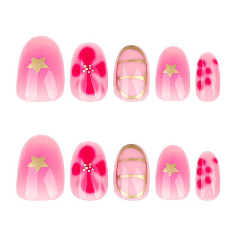 Press On Nails, Floral Little Flower, Short Square Almond Ballet