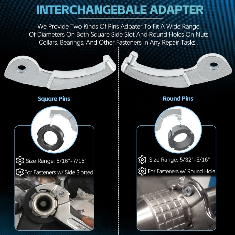 Sunluway Adjustable Pin Spanner Wrench Tool Set, 9 Pack C