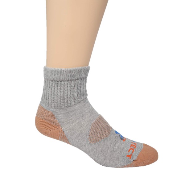 Pro-Tect Diabetic Copper Unisex Socks Made in The USA, 2-Pack(Large, Grey Heather, Quarter)