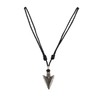 BlueRica Arrowhead on Adjustable Black Cord Necklace (Old Silver Finish)