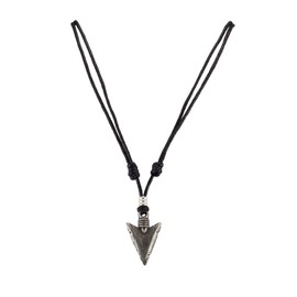 BlueRica Arrowhead on Adjustable Black Cord Necklace (Old Silver Finish)