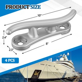 4 Pack S-Style Dock Cleat 10 Inches Aluminum Boat Mooring Rope Cleats Cam Cleat for Kayaks Boat