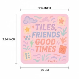 Mahjong Coasters Set of 6, 3.94" x 3.94" Cork Drink Coasters, Cute Pastel Tile Designs, Mahjong Gifts for Women, Fun Mahjong Accessories for Home Bar, Coffee Table & Housewarming