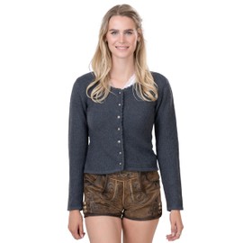 Lena Women's Traditional Cardigan - Elegant & Fitted Costume Jacket Made of High-Quality & Lightweight Stretch Cotton Dirndl Jacket, darkgray