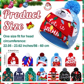 Mumufy 12 Pcs Christmas Beanie Hats Snowflake Pattern Hats Warm Stretch Winter Knit Hat for Men Women Adult Christmas Gifts