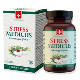SwissMedicus StressMedicus - Mood Brightener - Natural Herbal Supplement for Better Mental Health with St. John's Wort & Baikal Skullwort, 120 Vegan Capsules