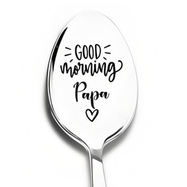 HAFRILY Spoon Gifts for Dad Mum Mom Gifts Tea Coffee Spoons Mothers Day Dad Gifts Coffee Spoon Gift for Father's Day Best Mum Gifts Spoon for Coffee Lover (Good Morning Papa)