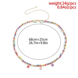 IMINI Daisy Flower Waist Bead Chains for Women Colorful Beads Layered Belly Chains Waist Chains Summer Body Chain Beach Bikini Body Jewelry Accessories Gifts