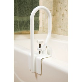 Carex White Bathtub Rail - Grab Bars for Bathroom, Bathtubs & Showers - Side Hand Grip Railing & Support - Shower Handle & Bath Tub Bar Clamps for Seniors & Elderly