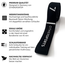 OTHERSPORTS® Fitness Band Set of 3 Resistance Bands with 8 Loops Fitness Training, Gymnastics, Yoga and Rehabilitation Exercises