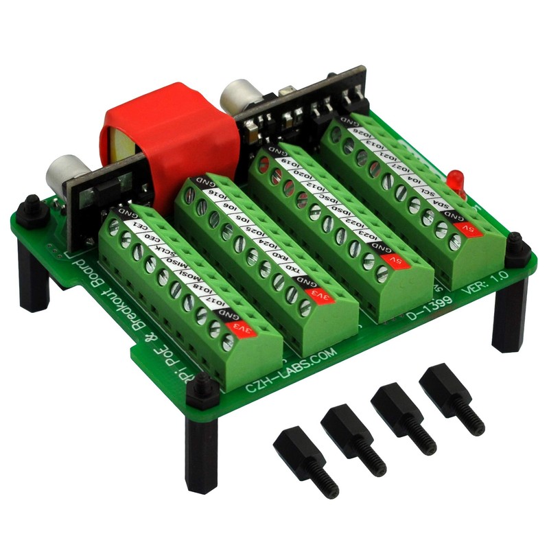 RPi PoE & Terminal Block GPIO Breakout Board Module for