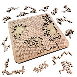 Mind Bending Wooden Jigsaw Puzzle | Aztec Labyrinth | Expert Level Difficult Puzzles for Adults | 50 Pieces | 11.3" x 11.3”
