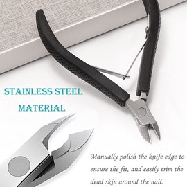 2 PCS Cuticle Nippers Stainless Steel Cuticle Trimmer Professional Cuticle Cutter Remover Cuticle Care Tools with Non-Slip Handle for Thick and Ingrown Nails Manicure