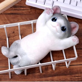 Handmade Squshy Toys Cute Cat Squeeze Toy No Odor Silicone Simulation Cats Doll Toys Cute Kitty Squishy Stress Relidf Toy (Grey)