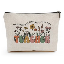 Teacher Cosmetic Bag, Teacher Appreciation Gifts for Women, Best Teacher Gifts, Boho Floral Teacher Makeup Bag, Teachers Bag, Teacher Must Haves, Graduation Teacher Birthday Gifts