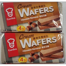 Garden Cream Wafers, Pack of 2, 7 oz each pack, Flavors of Chocolate, Vanilla, Strawberry, Cappuccino, Matcha, Coconut, Orange (Chocolate)