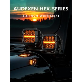 AUDEXEN 3.5 Inch Square LED Pods Lights 99W - Heavy-Duty Offroad Driving Light with DT Connector, 800% Bright Work Lights Flood Spot Beam, Sq-Series LED Fog Lamp for Jeep Trucks ATV UTV RZR SUV