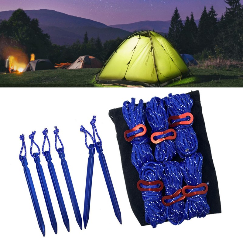 Tent Ropes Peg Buckles Reflective Ropes Set with Storage Bag