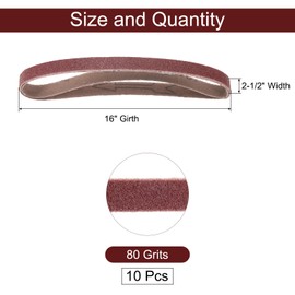 sourcing map 10pcs 2-1/2" x 16" Sanding Belts 80 Grits Aluminum Oxide Abrasive Belt Sander Paper Sanding Papers for Metal Wood Grinding Polishing, Reddish Brown