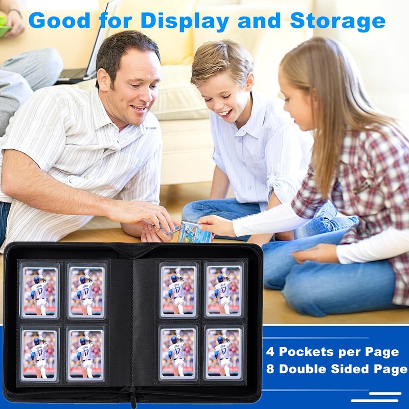 Toploader Binder, 4-Pocket Top Loaders Binder Album Holds 128 Top