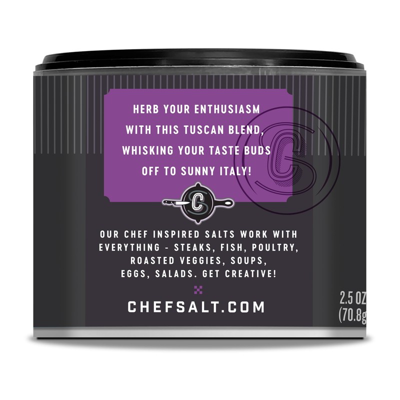 CHEF SALT Tuscan Herb Seasoned Salt, 2.5 oz Salt Shaker