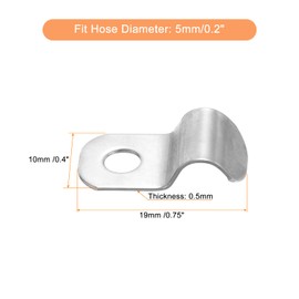 sourcing map 60 Pcs Pipe Strap Fit for 3/16in(5mm) 304 Stainless Steel Strap Clamp with 1 Hole for Conduit or Pipe Fixing