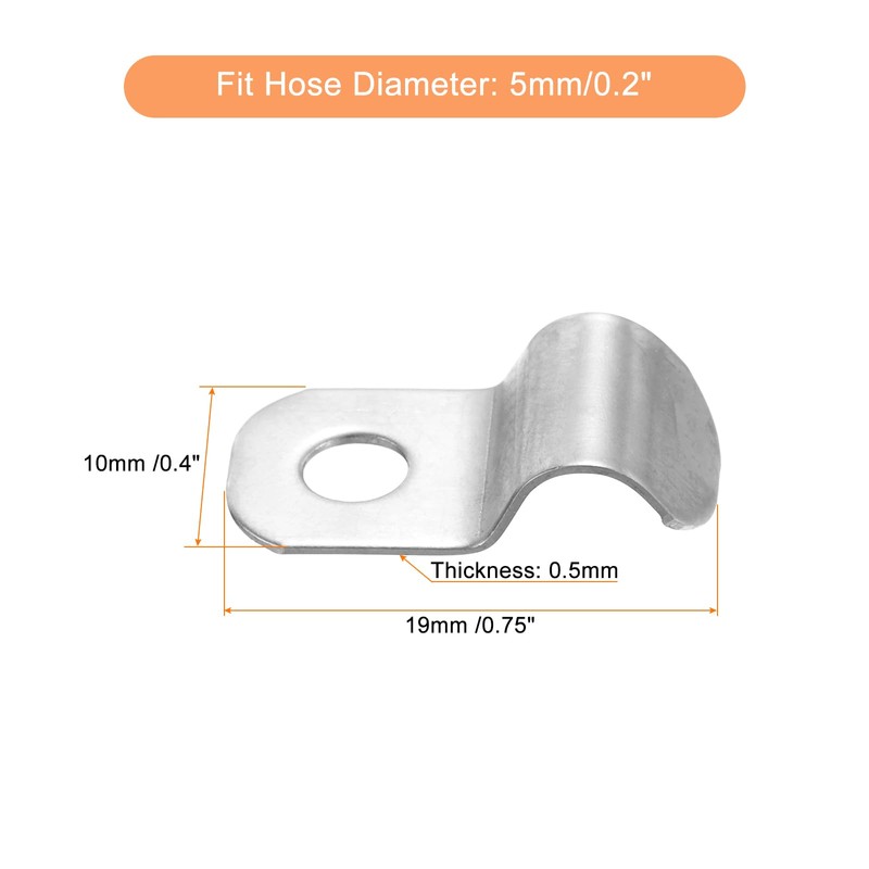 sourcing map 60 Pcs Pipe Strap Fit for 3/16in(5mm) 304