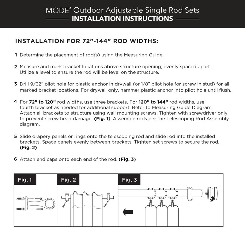 MODE Outdoor Collection 1 1/8" Diameter Curtain Rod Set with