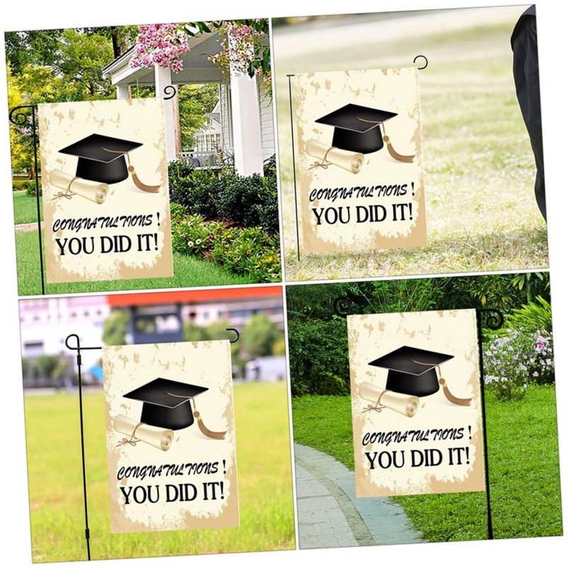 Mipcase 1pc Graduation Garden Flag Decorative Outdoor Banner Graduation Elements
