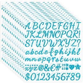 1245 PCS Letter Stickers Glitter 15 Sheets Alphabet Number Stickers 1 Inch Vinyl Self Adhesive Stick on Letters for Graduation Cap Scrapbooking Water Bottles Cup DIY Craft Classroom Decor(15, Blue)