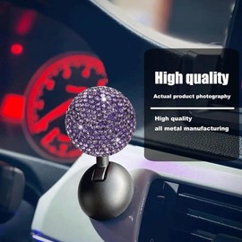 Bling Car Push Starter Button Cover One-Touch Car Push to Start Accessories Joystick Cover Suitable for Cars, and More for Women Girl with Long Nails (Purple)