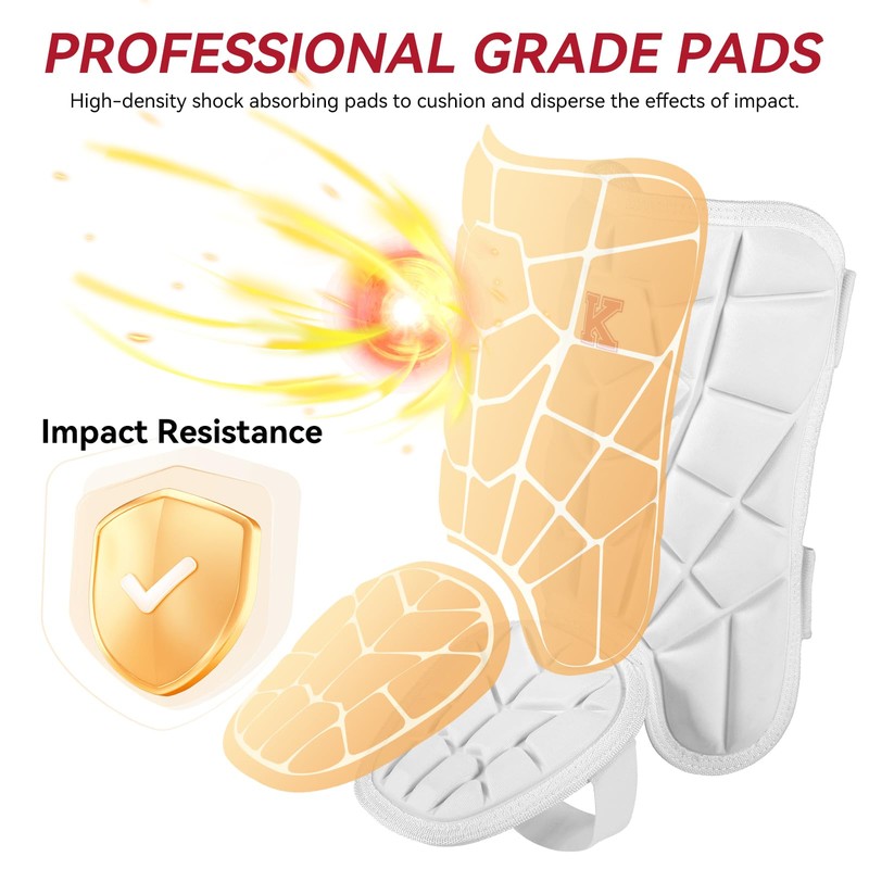 Baseball & Softball Catcher Leg Guards (White, Adult)