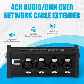 COLUBER CABLE 4-Channel Audio Signal Extender Box – XLR, DMX, TRS to EtherCON Adapter - Multi-Network Receiver for Preamplifiers, Microphones, Instruments, Music & Sound Mixers, Lighting Equipment