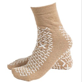 Interweave Healthcare Double Tread Non Slip Hospital Socks (5 Pairs), Extra Large Beige Ankle Socks, UK Shoe Size 8-11, Fits Non Swollen Feet