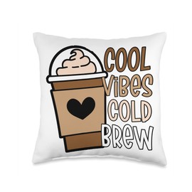 Cool Vibes Cold Brew Coffee Quote Iced Coffee Latte Espresso Throw Pillow