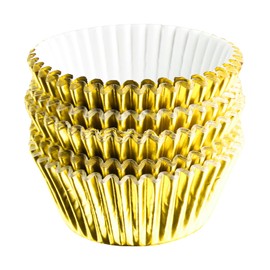 Rumyve 100 Pcs Disposable Baking Cups,Foil Metallic Cupcake Cases,Muffin Liners for Christmas Birthday Wedding Holiday Party(Gold)