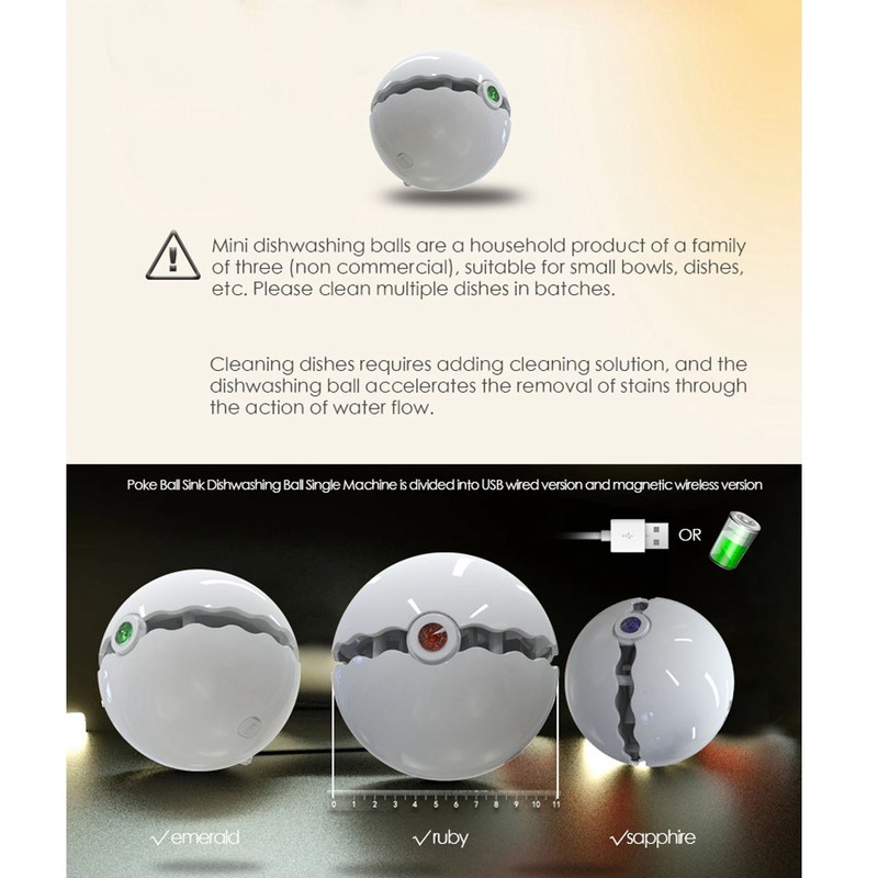 Mini Sink Dishwasher 1200mAh USB Charging IP67 High Speed Rotation