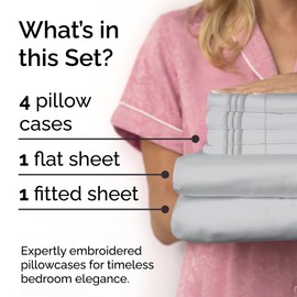 King 6 Piece Sheet Set - Breathable & Cooling Bed Sheets - Hotel Luxury Bed Sheets for Women, Men, Kids & Teens - Bedding w/ Deep Pockets & Easy Fit - Soft & Wrinkle Free - King French Grey Sheets