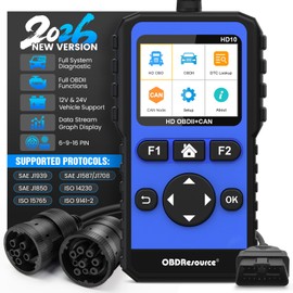 Heavy Duty Truck Scanner Full System Diesel Diagnostic Scan Tool HD OBD/EOBD/OBD2 Automotive Code Reader for Cars and Trucks OBDII+Heavy Duty 2 in 1 Code Reader